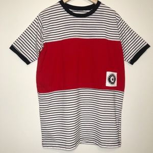 Vintage Forenza Striped Colorblock Patch Tee Large
